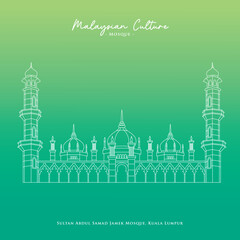 Minimalistic  vector of an ancient mosque with a green background