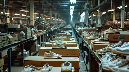 Packed Warehouse With Boxes and Shoes