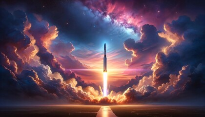 rocket launch and a space shuttle - obrazy, fototapety, plakaty
