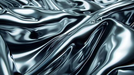 Smooth ripples of a reflective metallic surface creating a liquid-like texture - obrazy, fototapety, plakaty