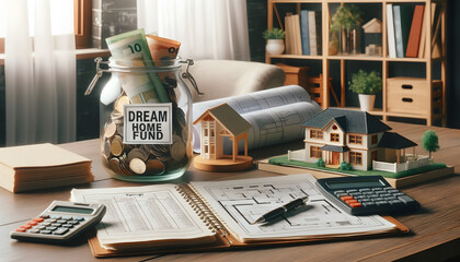 Saving For Financial Goals Dream Home - obrazy, fototapety, plakaty