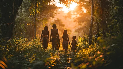 Fototapeten Tribe people in Amazon jungle, rainforest © wildarun