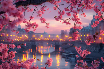 美しい夜の桜の写真