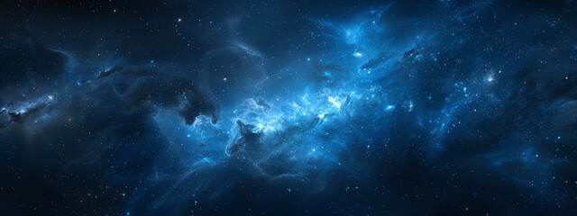 A blue sky with stars and a galaxy - obrazy, fototapety, plakaty