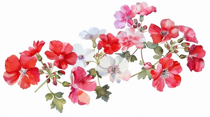 Watercolor hydrangea clipart with clusters of blue, purple, and pink flowers ,high detailed