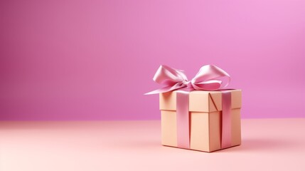 Happy birthday background with gift box on pink background. Love, romance and romantic concepts. Mother's day concept.