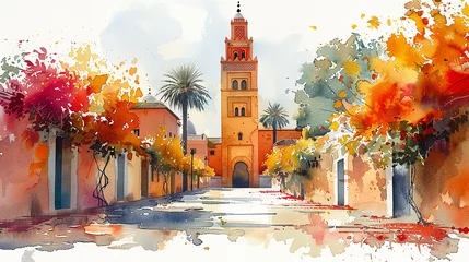 Deurstickers Watercolor illustration of Morocco © nolonely