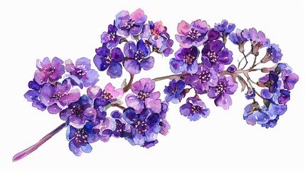 Fototapeta premium Watercolor hydrangea clipart with clusters of blue, purple, and pink flowers ,high detailed