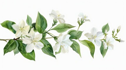 Watercolor rosemary clipart featuring delicate blue flowers and green foliage , photographic style