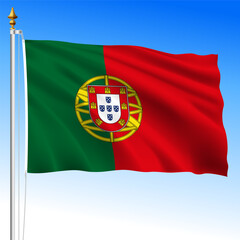 Portugal official national waving flag, European Union, vector illustration