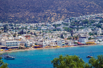 Aerial view from Bodrum fortress in the port city of Bodrum, Turkey