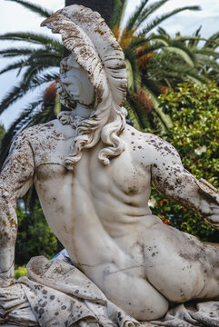 Dying Achilles sculpture in Achilleion - Sisi palace in Gastouri village, Corfu Island, Greece