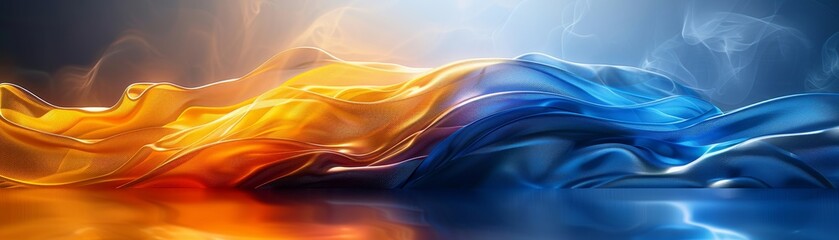 Fototapeta premium Modern digital wallpaper featuring stylish and minimalist abstract design with smooth yellow and blue stripes