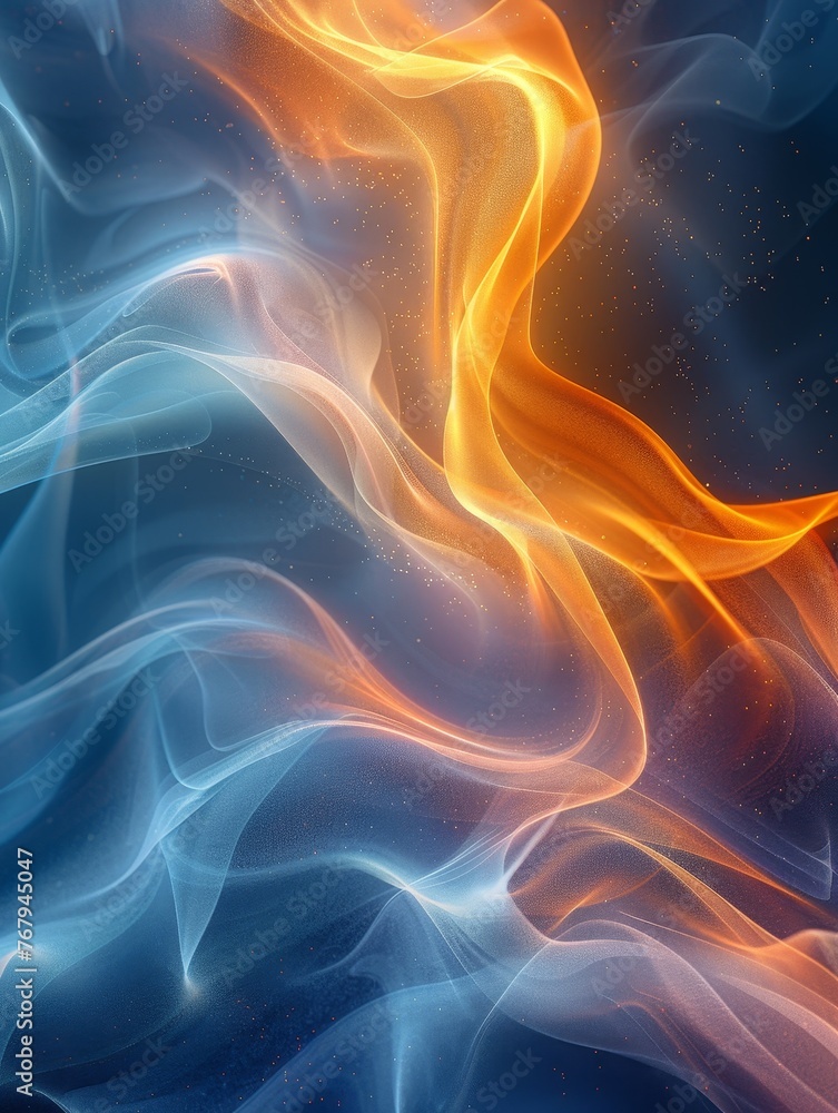 Poster stylish, futuristic abstract design features smooth gradient stripes in yellow and blue for a unique