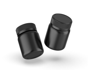 Blank plastic pill container template. 3d illustration.