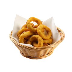 a basket filled with loaves of bread isolated on transparent background