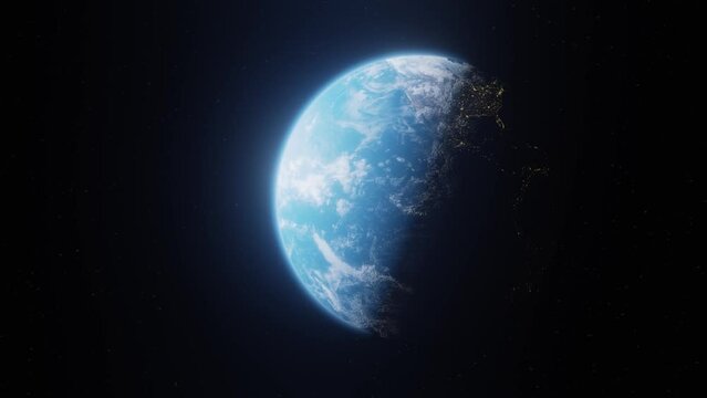 3D render of the earth planet spinning in an orbit atmosphere