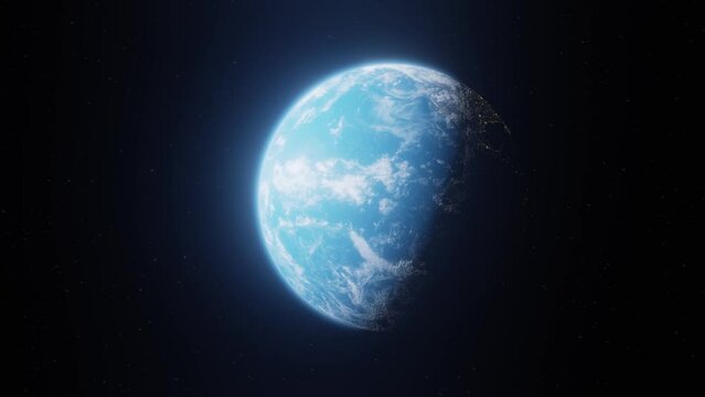 3D render of the earth planet spinning in an orbit atmosphere