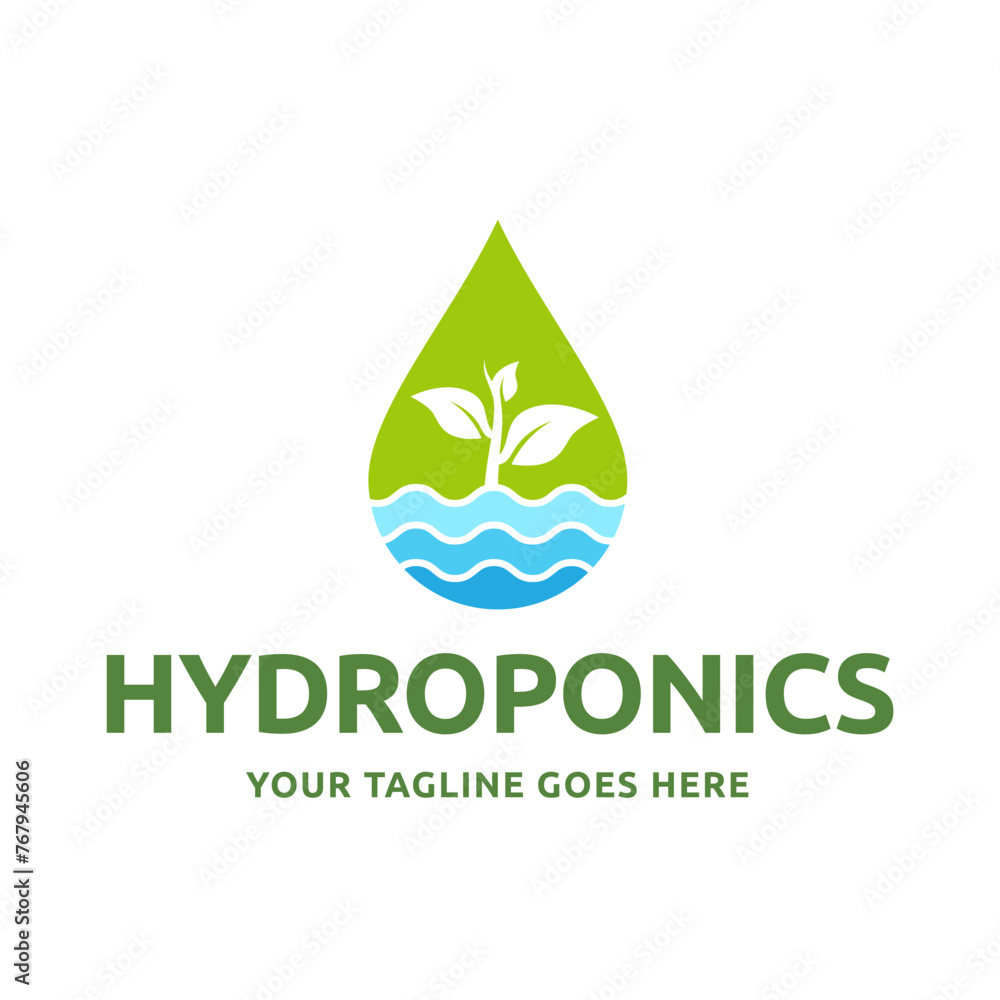 Poster hydroponics logo vector illustration design isolated on white background