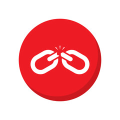 Fototapeta premium Broken chain icon vector in flat design. Link damaged concept