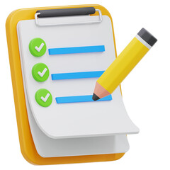 evaluation checklist clipboard page 3D Illustartion