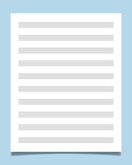 Blank sheet music manuscript paper with 10 standard staves on page. Ideal for any musician, composer or songwriter.
 - obrazy, fototapety, plakaty