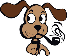 cartoon dog with smoking pipe and tie blowing out coffee stock vector - 135339