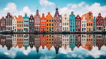 View of Traditional Houses Along the Canal