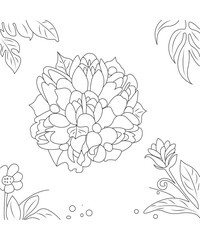 flower coloring page for kids and adult