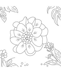 flower coloring page for kids and adult