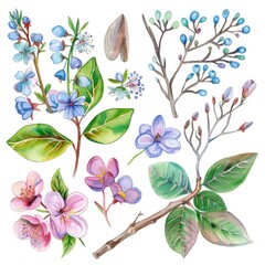 KSpack on the theme of spring in watercolor technique