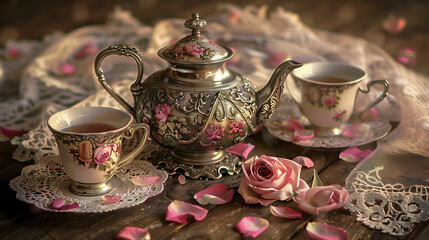 Fototapeta premium Antique Rose Tea Set