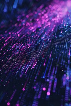 Abstract background of coding software for artificial intelligence and finance technology, blue and violet tone