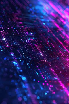 Abstract background of coding software for artificial intelligence and finance technology, blue and violet tone