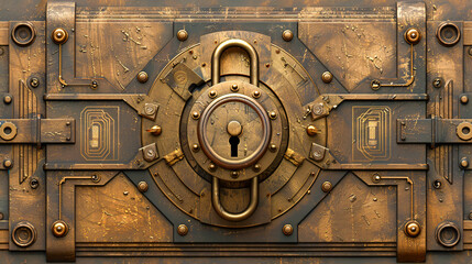 Obraz na płótnie Canvas Vintage Metallic Door Detail, Secure Lock and Antique Design, Safety and Protection Concept