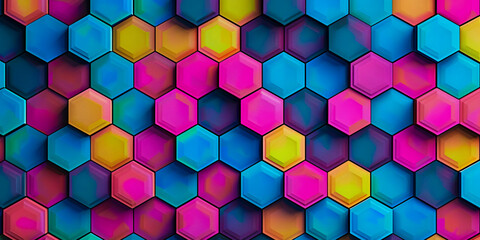 Geometric Hexagon Pattern, Abstract Mosaic Background, Modern Design with Colorful Gradient
