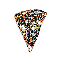 Color sketch of pizza with transparent background