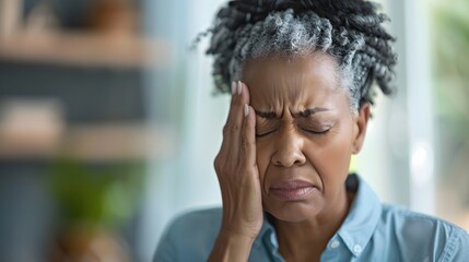 A middle aged woman having a severe headache