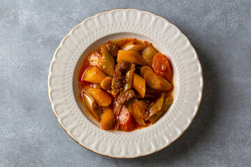 Turkish Food Leek with Meat - Etli Pirasa.