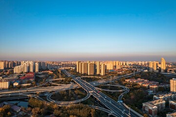 Naklejka na ściany i meble Tianjin Outer Ring Road, China Overlooking the City Center