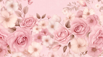 Pink and white flowers on a pink background