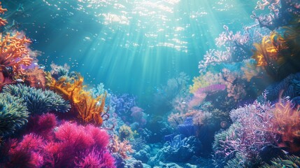 Vibrant Coral Reef Underwater, outdoor