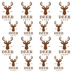 Deer head pattern seamless isolated on white background