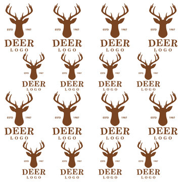 Deer head pattern seamless isolated on white background