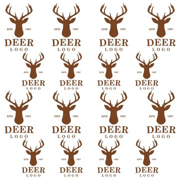 Deer head pattern seamless isolated on white background
