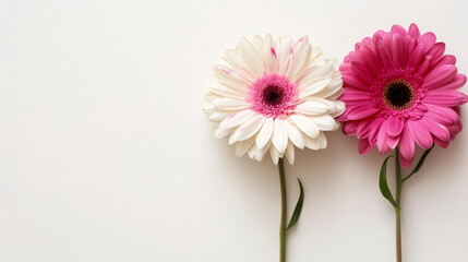 Vibrant Pink Gerbera and White Rose Flowers