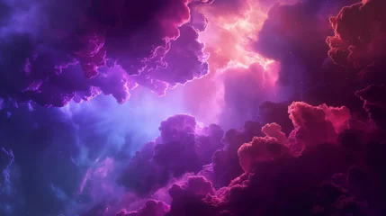 Foto op Plexiglas Majestic purple and pink clouds in a dreamlike cosmic scene evoke mystery and wonder. © cherezoff