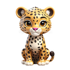 3d rendering of cartoon jaguar on Isolated transparent background png. generated with AI