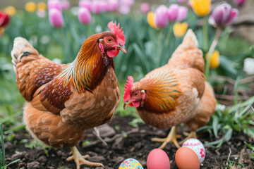 Fototapeta premium Exciting Easter Egg Hunt Scene., Easter time, Spring is coming, Cute design