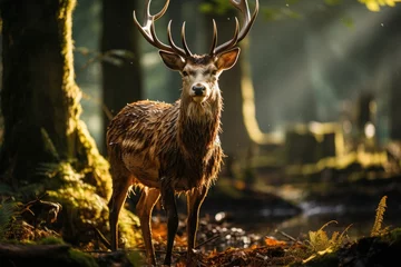Deurstickers Majestic deer in the midst of wildlife enthusiasts., generative IA © JONATAS